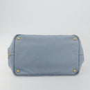 PRADA Canapa MM Hand Bag Canvas Light Blue Gold Auth 195671A-9