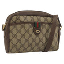 GUCCI GG Supreme Web Sherry Line Bag PVC Beige Gold 116 02 089 Auth 195675-1