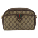 GUCCI GG Supreme Web Sherry Line Bag PVC Beige Gold 116 02 089 Auth 195675-2