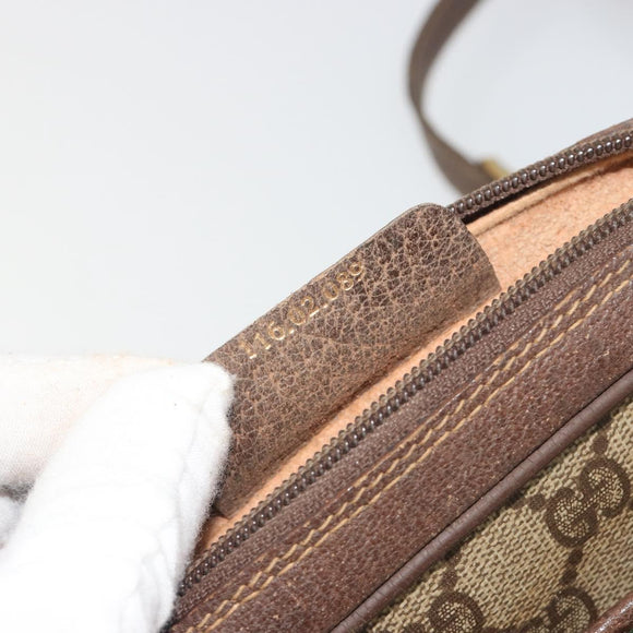 GUCCI GG Supreme Web Sherry Line Bag PVC Beige Gold 116 02 089 Auth 195675