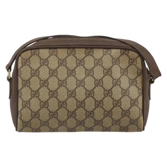 GUCCI GG Supreme Web Sherry Line Bag PVC Beige Gold 116 02 089 Auth 195675