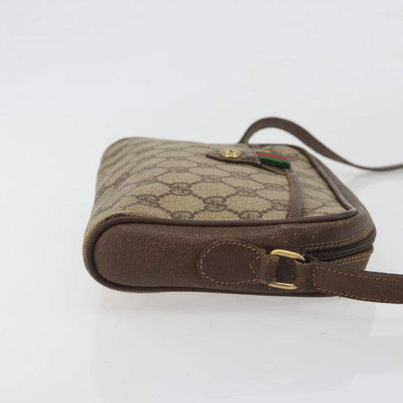 GUCCI GG Supreme Web Sherry Line Bag PVC Beige Gold 116 02 089 Auth 195675