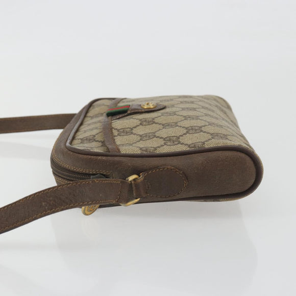 GUCCI GG Supreme Web Sherry Line Bag PVC Beige Gold 116 02 089 Auth 195675