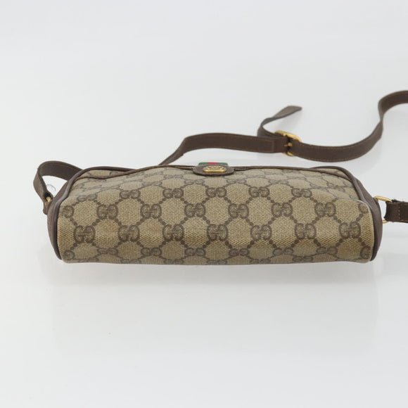 GUCCI GG Supreme Web Sherry Line Bag PVC Beige Gold 116 02 089 Auth 195675