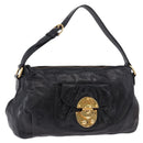 Miu Miu Shoulder Bag Leather Black Gold Auth 195676M-1
