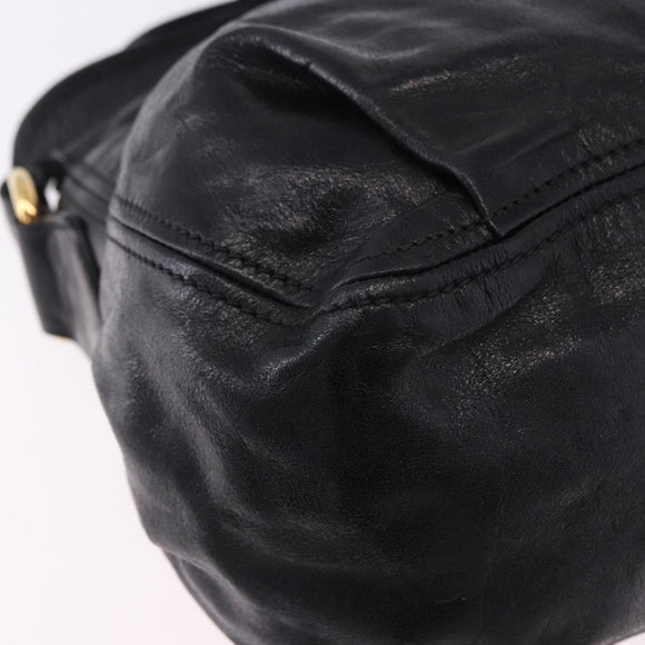 Miu Miu Shoulder Bag Leather Black Gold Auth 195676M
