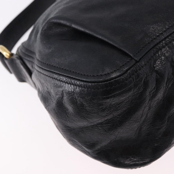 Miu Miu Shoulder Bag Leather Black Gold Auth 195676M