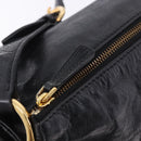 Miu Miu Shoulder Bag Leather Black Gold Auth 195676M-15