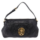 Miu Miu Shoulder Bag Leather Black Gold Auth 195676M-2