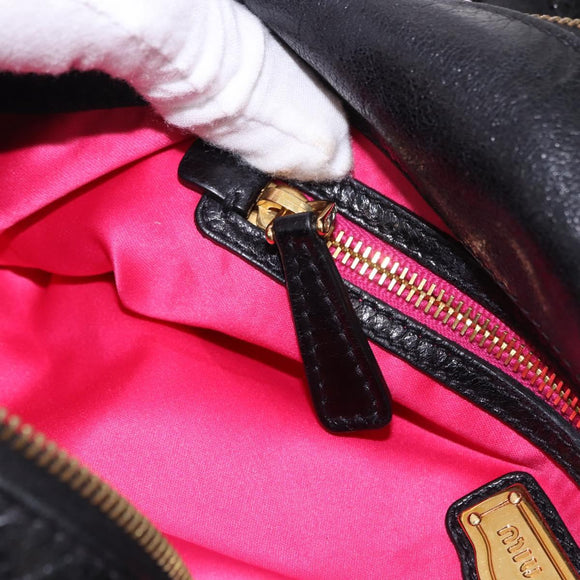 Miu Miu Shoulder Bag Leather Black Gold Auth 195676M