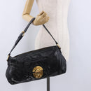 Miu Miu Shoulder Bag Leather Black Gold Auth 195676M-24