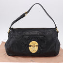 Miu Miu Shoulder Bag Leather Black Gold Auth 195676M-25