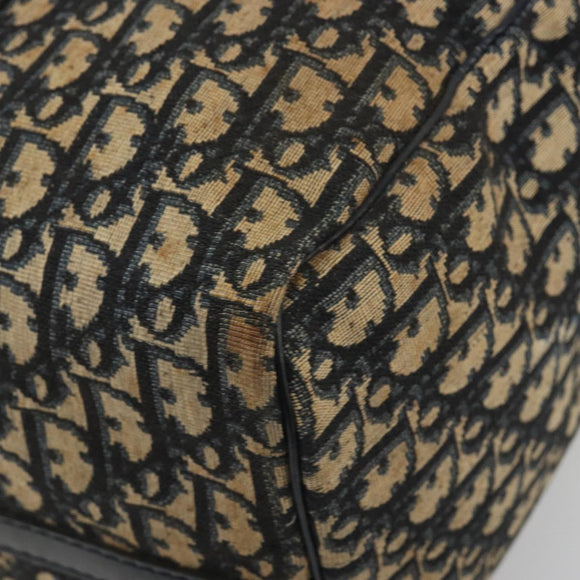 Christian Dior Trotter Canvas Boston Bag Navy Silver Auth 195678