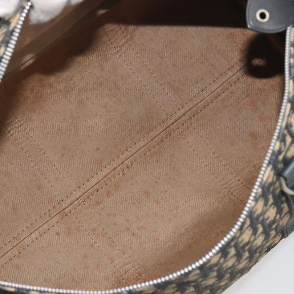 Christian Dior Trotter Canvas Boston Bag Navy Silver Auth 195678
