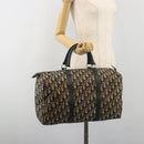 Christian Dior Trotter Canvas Boston Bag Navy Silver Auth 195678-19