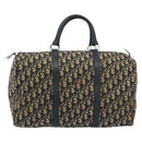 Christian Dior Trotter Canvas Boston Bag Navy Silver Auth 195678-2