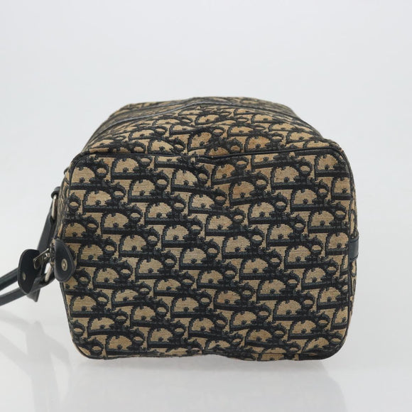 Christian Dior Trotter Canvas Boston Bag Navy Silver Auth 195678