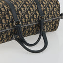 Christian Dior Trotter Canvas Boston Bag Navy Silver Auth 195678-7