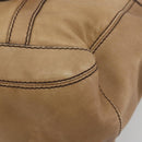 BURBERRY Tote Bag Leather Beige Gold Auth 195681A-16