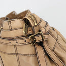 BURBERRY Tote Bag Leather Beige Gold Auth 195681A-17