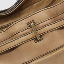 BURBERRY Tote Bag Leather Beige Gold Auth 195681A-18