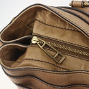 BURBERRY Tote Bag Leather Beige Gold Auth 195681A-10
