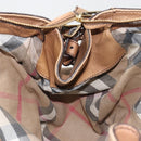 BURBERRY Tote Bag Leather Beige Gold Auth 195681A-21