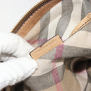 BURBERRY Tote Bag Leather Beige Gold Auth 195681A-12