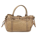 BURBERRY Tote Bag Leather Beige Gold Auth 195681A-2