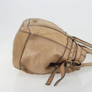BURBERRY Tote Bag Leather Beige Gold Auth 195681A-3
