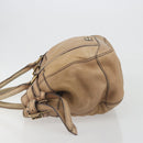 BURBERRY Tote Bag Leather Beige Gold Auth 195681A-4
