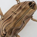 BURBERRY Tote Bag Leather Beige Gold Auth 195681A-6