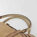 BURBERRY Tote Bag Leather Beige Gold Auth 195681A-8