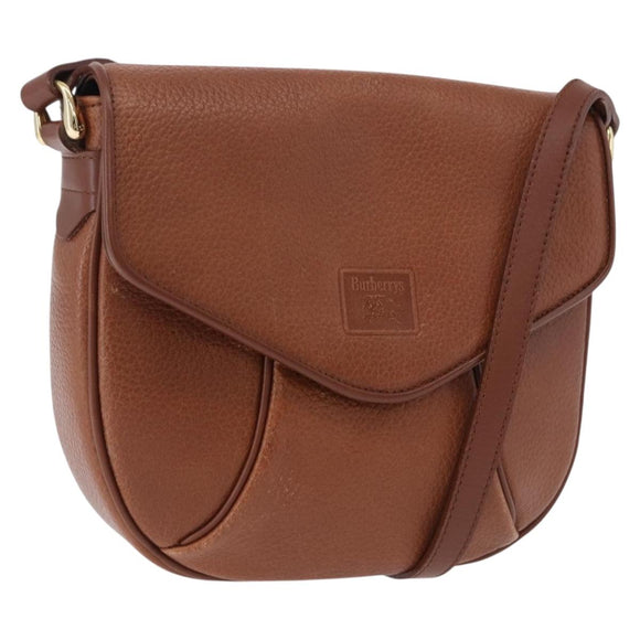 Burberrys Shoulder Bag Leather Brown Gold Auth 195686