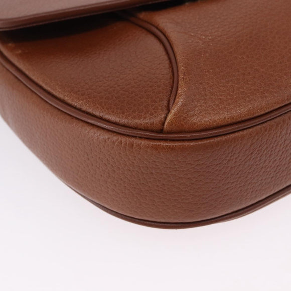 Burberrys Shoulder Bag Leather Brown Gold Auth 195686