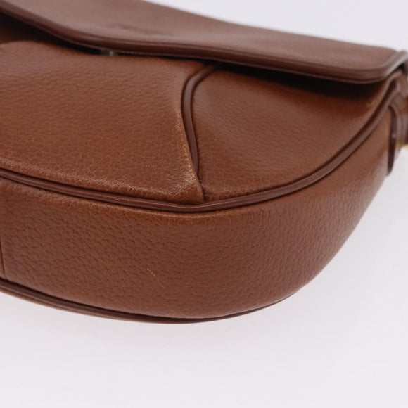Burberrys Shoulder Bag Leather Brown Gold Auth 195686