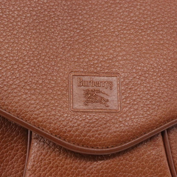 Burberrys Shoulder Bag Leather Brown Gold Auth 195686