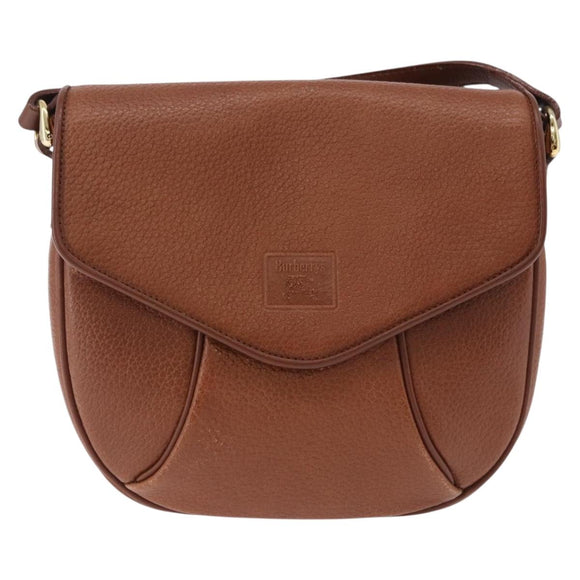 Burberrys Shoulder Bag Leather Brown Gold Auth 195686