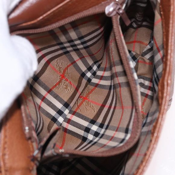 Burberrys Shoulder Bag Leather Brown Gold Auth 195686