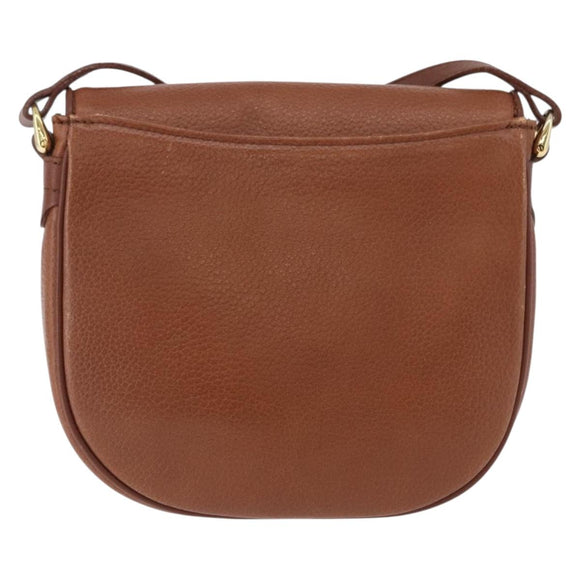 Burberrys Shoulder Bag Leather Brown Gold Auth 195686