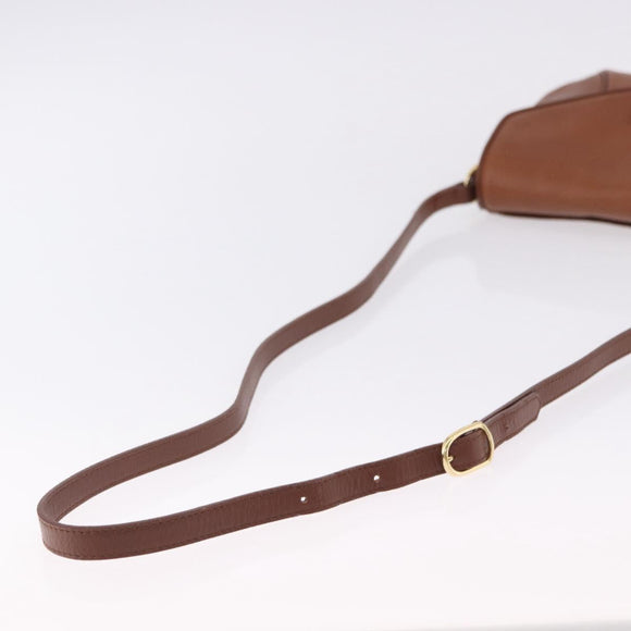 Burberrys Shoulder Bag Leather Brown Gold Auth 195686