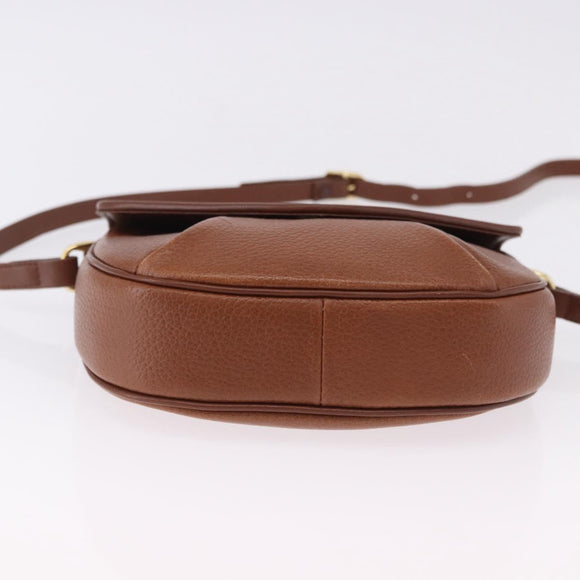 Burberrys Shoulder Bag Leather Brown Gold Auth 195686