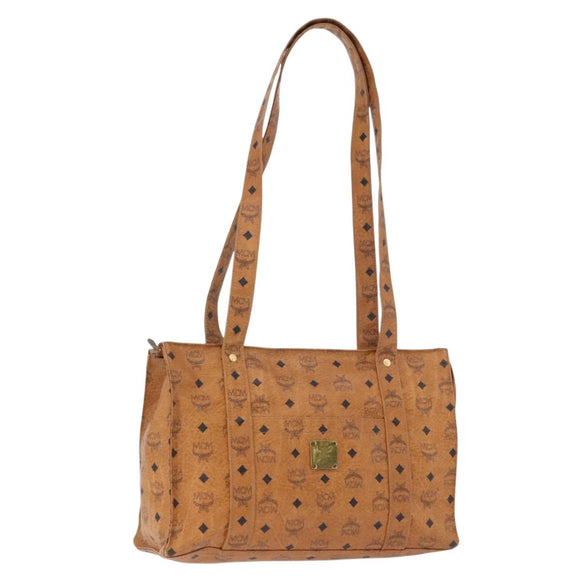 MCM Vicetos Logogram Shoulder Bag PVC Leather Brown Gold Auth 195687