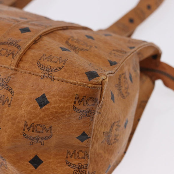 MCM Vicetos Logogram Shoulder Bag PVC Leather Brown Gold Auth 195687