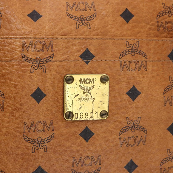 MCM Vicetos Logogram Shoulder Bag PVC Leather Brown Gold Auth 195687
