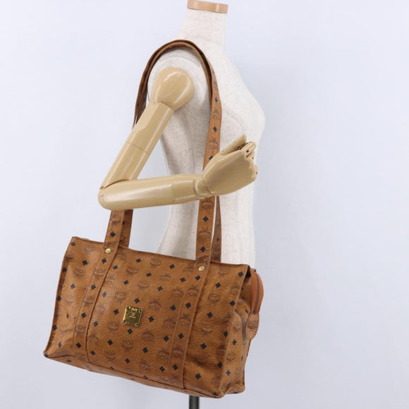 MCM Vicetos Logogram Shoulder Bag PVC Leather Brown Gold Auth 195687