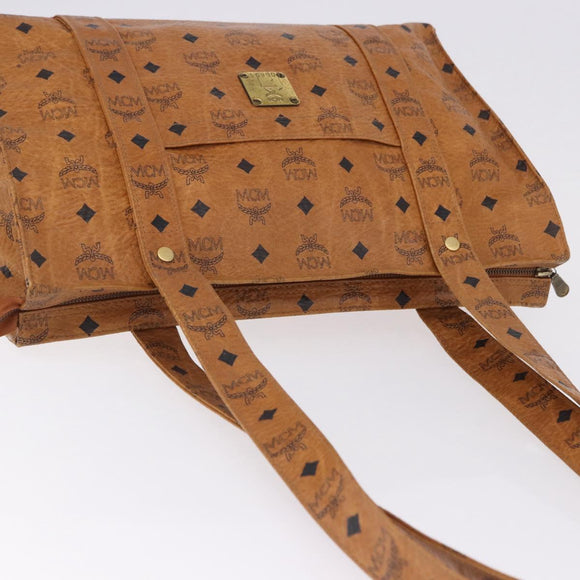 MCM Vicetos Logogram Shoulder Bag PVC Leather Brown Gold Auth 195687