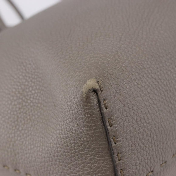 FENDI Celeria Hand Bag Leather Gray Silver Auth 195694A