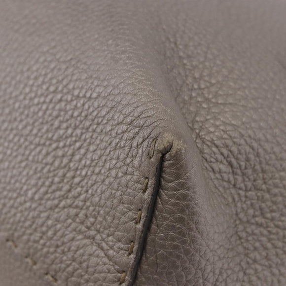 FENDI Celeria Hand Bag Leather Gray Silver Auth 195694A