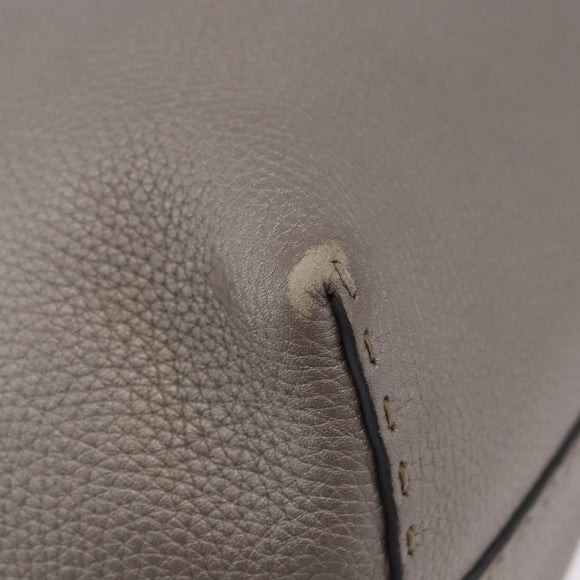 FENDI Celeria Hand Bag Leather Gray Silver Auth 195694A